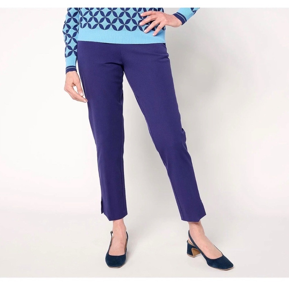 Isaac Mizrahi Live 24/7 Stretch Ankle Pants 6T‎ Cadet Navy Purple Blue Tall